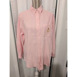 Lauren Ralph Lauren Women's 14 Pink Dress Shirt Embroidered Logo Preppy